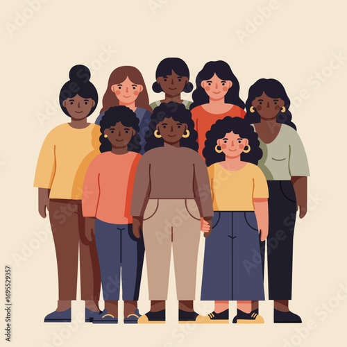 Group of diverse women standing together.
