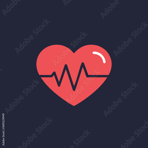 Red heart with a cardiogram line inside.