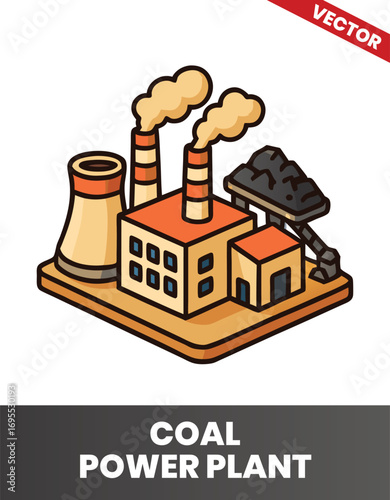 Coal power plant isometric 3d illustration 3D Illustration of a Coal-Based Power Generation System with Advanced Infrastructure for Sustainable Energy Production
