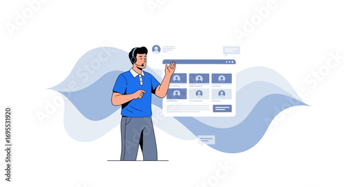 Customer Service Representative Explaining Online Support Service Features and Functionality