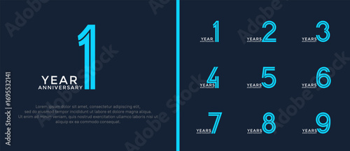 anniversary vector logo set, blue and white color can be use for celebration