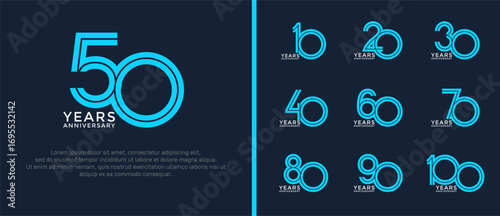 anniversary vector logo set, blue and white color can be use for celebration