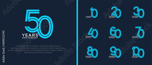 anniversary vector logo set, blue and white color can be use for celebration