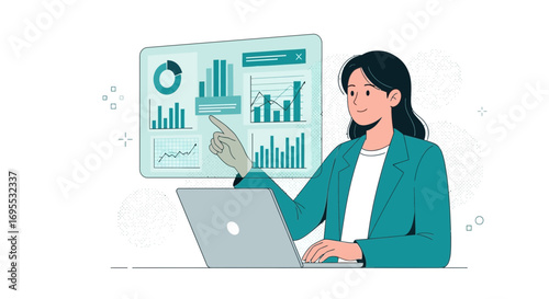 Data Analysis Expert Working With Charts And Graphs Utilizing Digital Technology For Clarity
