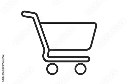 Shopping cart icon linear symbol vector illustration. Minimalist black outline shopping trolley, online shopping, e-commerce, buy and retail concept, transparent background.