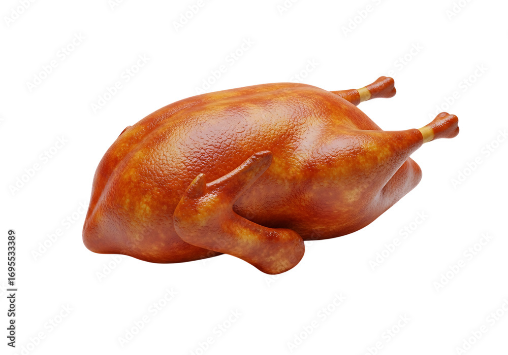Naklejka premium Golden brown roasted turkey perfect for Thanksgiving Christmas or any celebration featuring delicious food on a dark isolated background