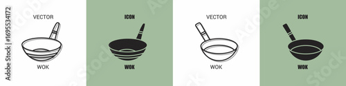 Wok icon line. Wok vector illustration.