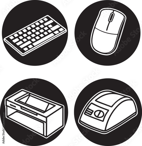Office Equipment Icons Set