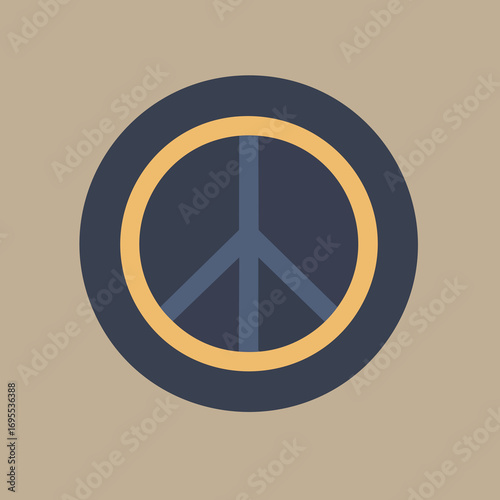 A simple peace symbol, a circle with a vertical line and two diagonal lines.