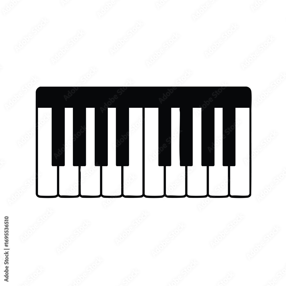 Naklejka premium Simple black and white illustration of a piano keyboard.
