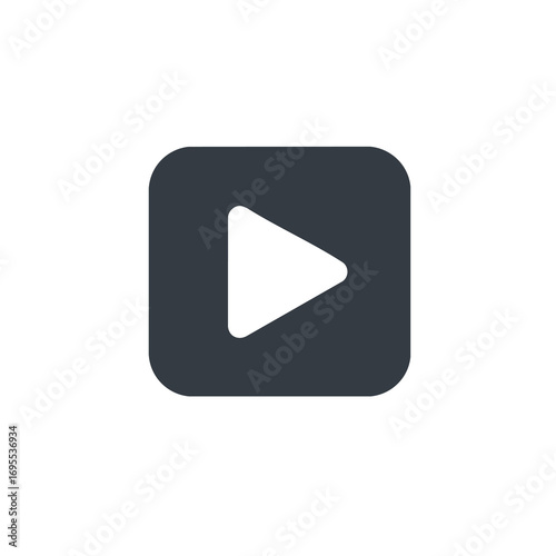 Play button icon, dark gray square with white play arrow.