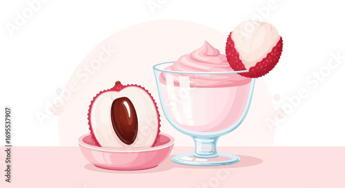 Refreshing Lychee Dessert with Creamy Texture and Delicate Fruit Preparation