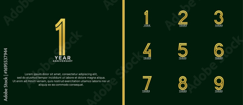 anniversary vector logo set, gold and silver color can be use for celebration