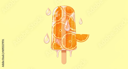 Refreshing Orange Popsicle Depicting Summer Coolness and Tangy Delightful Flavors