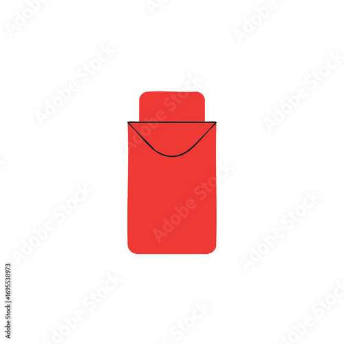 Red envelope illustration with a square flap on a white background.