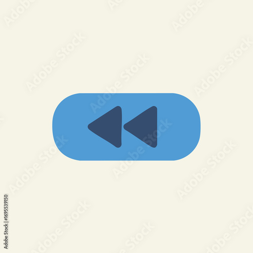 Blue rewind button icon on a light yellow background.