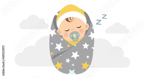 A Peaceful Newborn Snuggled in a Blanket and Awaiting a Dream Filled Night