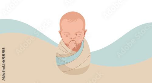 A Peaceful Newborn Dreamer, Swaddled and Serene, in a Gentle, Soft and Tender Embrace