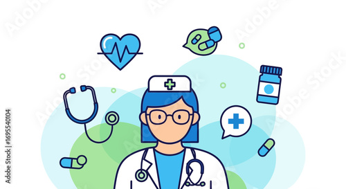 Medical Professional Illustration Depicting Healthcare, Treatment, And Medicinal Concepts