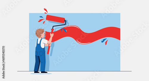 A person painting a wall with a roller, representing interior design and renovation