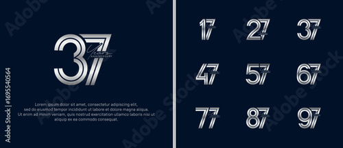 anniversary vector logo set, silver color with handwriting can be use for celebration