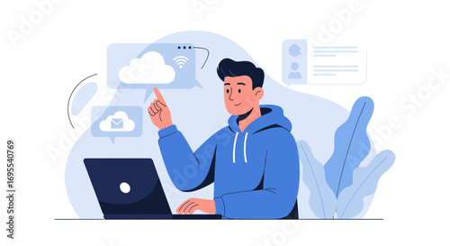 Modern Digital Communication: A Young Professional Leveraging Cloud Technology