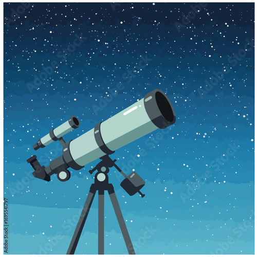 Beautiful watercolor illustration of a telescope aimed at a starry sky, evoking wonder and curiosity about the universe's mysteries.