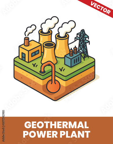 Geothermal power plant isometric 3d illustration Renewable Geothermal Energy Systems in Detailed 3D View with Heat Conversion and Power Generation Technology