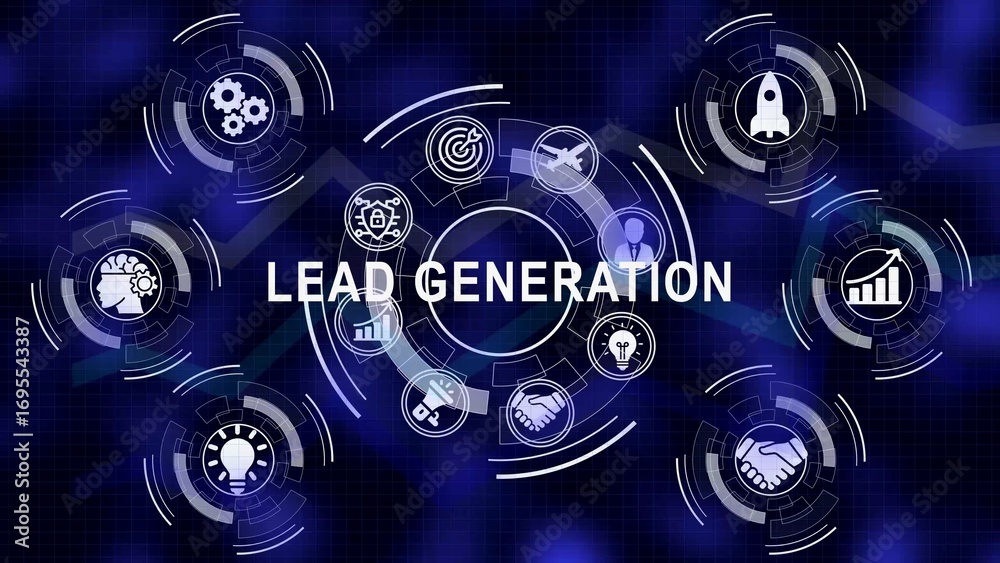 Fototapeta premium Digital marketing illustration depicting lead generation strategies and business growth concept