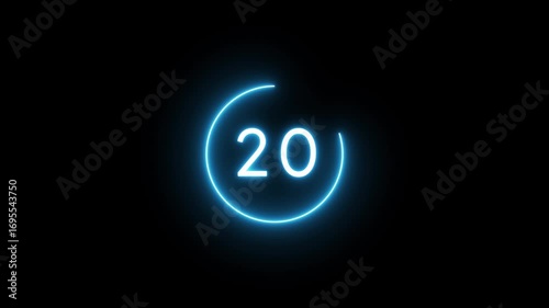 25 seconds timer number animation.  Countdown timer from 25 to 0 seconds.