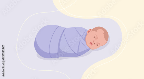 A Soothing Illustration of a Swaddled Newborn Infant in Serene Slumber