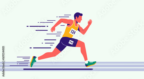 A Sprinter Showcasing Dynamic Action and Speed in a Modern, Minimalist Illustration