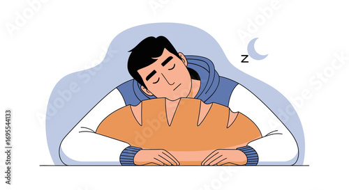 Resting Man with Bread Underneath, Illustrating Sleep and Carbohydrate Intake