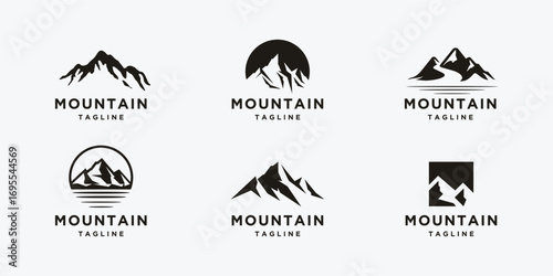 set mountain silhouette icon vector logo design	