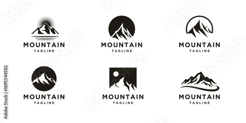Mega Set Mountain peak Adventure and outdoor vintage logo template