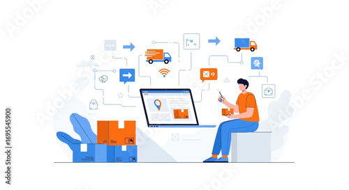 Seamless Online Fulfillment Process Illustrating E-Commerce Shipping and Logistics Management