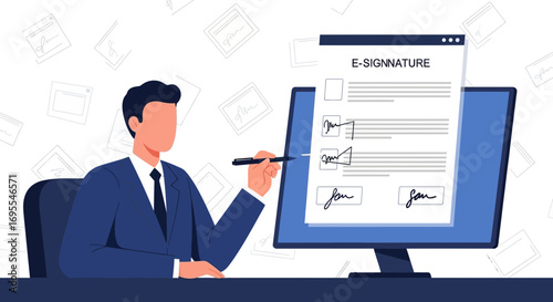Streamlined Electronic Signature Process on Digital Device Depicts Online Contract Verification