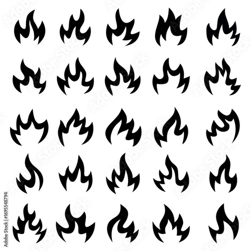 fire icon silhouette set abstract vector