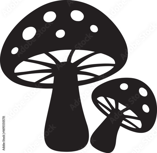 Mushroom Silhouette Vector Bold Botanical Icon for Nature, Fantasy Forest-Inspired Design