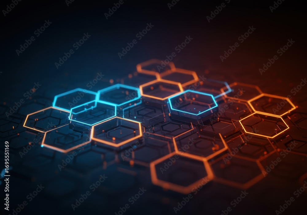 Obraz premium Abstract Glowing Hexagon Network
