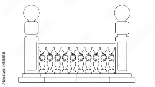 Classical Balustrade in Vector 2D