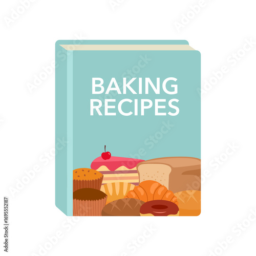 Baking recipes book in flat design vector.
