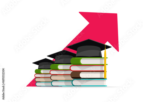 Rising college tuition costs concept. Saving money for college, finance and money goal concept. Stock illustration