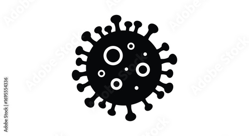 a black silhouette of a virus with spiky protrusions