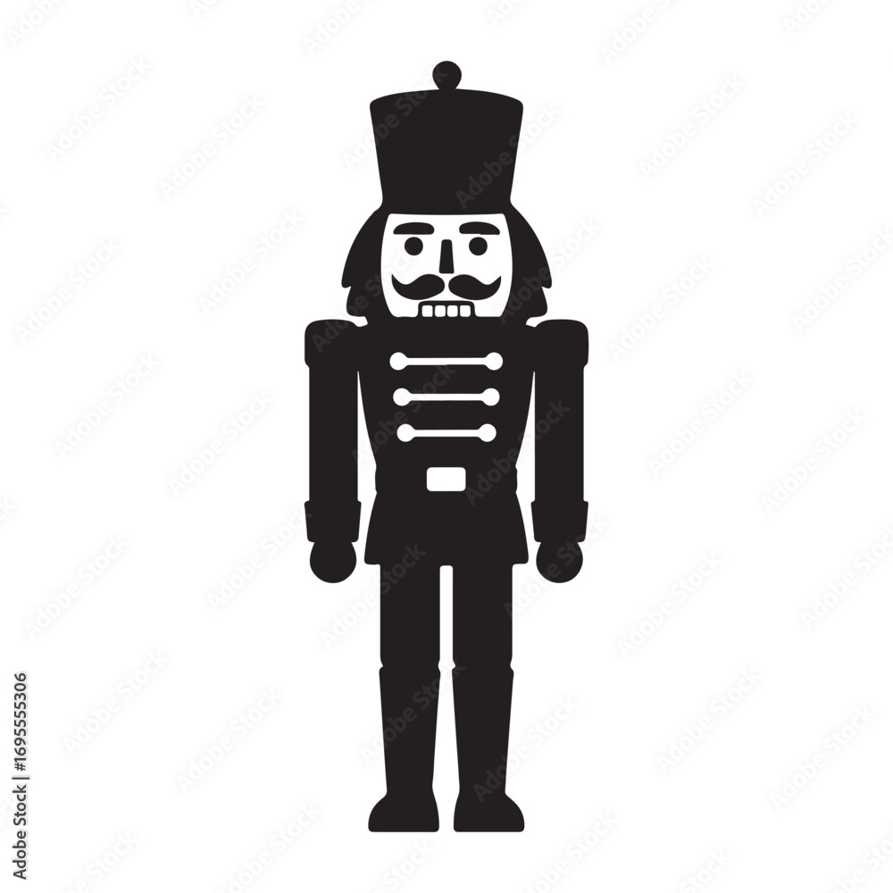 Fototapeta premium Nutcracker soldier black silhouette vector illustration on white background