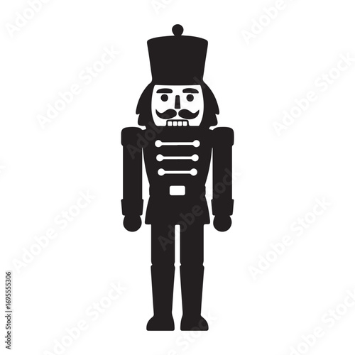 Nutcracker soldier black silhouette vector illustration on white background