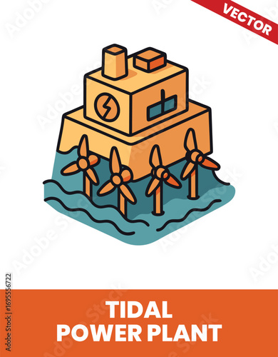 Tidal power plant isometric 3d illustration 3D Design of a Tidal Power Facility Featuring Efficient Water Flow Technology, Energy Conversion Units, and Sustainable Power Production Systems