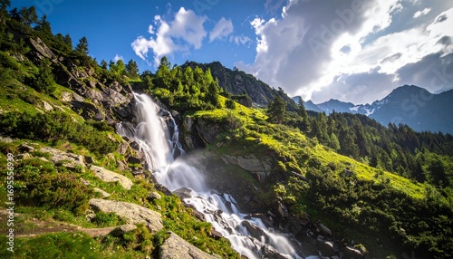 majestic mountain waterfall nature landscape