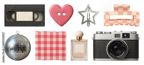 Tableau sur toile PNG Retro objects with nostalgic charm, element set on transparent background