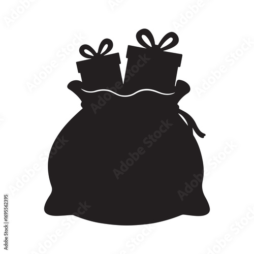Christmas bag with gifts on white background